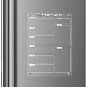 Meal Planner for Kitchen Fridge Clear Weekly Calendar Menu Board , Shopping List and Chore Chart - 7.9" x 11.8"
