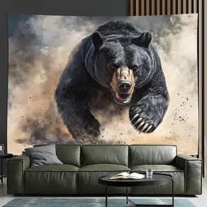 Stunning Polyester Tapestry with Majestic Bear Design, No Power Needed, Versatile Wall Decor for Living Room Office Party, Ideal Creative Gift