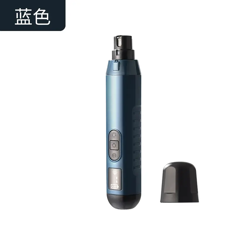 Rechargeable Pet Nail Grinder - 5-Speed Electric Claw Trimmer with Dual Light Strip, LCD Screen, 1200mAh Battery, Diamond Sand Grinding Head (2nd Gear 6500 RPM, 3rd Gear 7000 RPM) for Dogs & Cats (Dark Blue)