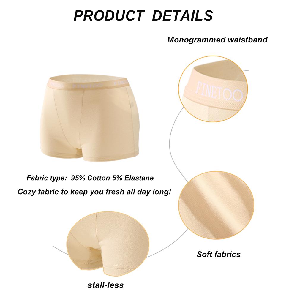 FINETOO 6Pcs  Women's  Underwear Cotton Boxer Shorts Soft Underpants Ladies Stretch Panties Solid Color Cute Women's Panties Beige Lingerie Womenswear SpringStatements