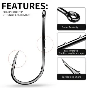 Strong & Sharp Fishing Hooks - 25pc Corrosion Resistant Fish Hooks with Portable Plastic Box, High Strength, Made in Mainland China