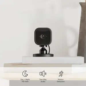 Compact indoor plug-in smart security camera, 1080p HD video, night vision, motion detection, two-way audio, easy set up, Works with Alexa – 1 camera (Black)