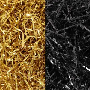 MARFOREVER 200g/7oz Black Gold Crinkle Cut Paper Shred Graduation Shredded Paper for Gift Baskets Gift Boxes Filler Grass Confetti Stuffing for 2025 Grade Holiday Birthday Present Wrapping Stuffers
