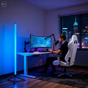 1 Piece Upgraded Smart Floor Lamp, Three-section Plug-in LED Lamp, E-sports Room & Influencer Photography Ambient Light, Bedroom/Living Room Decorative Lighting, Music Sync RGB Color Changing, 20 Lighting Modes, Modern Floor Lamp