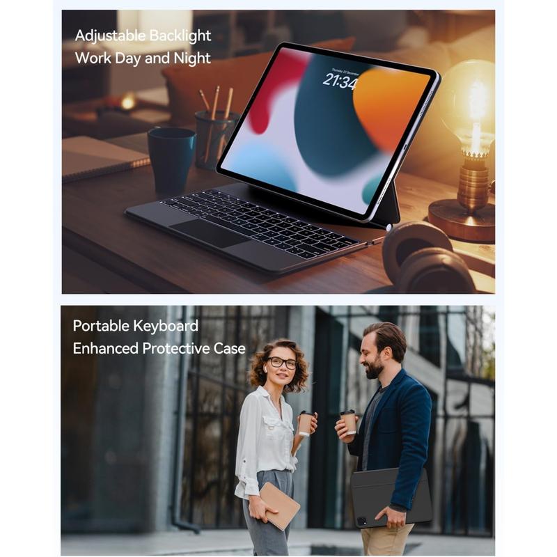 Keyboard Case for 2024 iPad Air 13(M2) and iPad Pro 12.9 (6th/5th/4th/3rd Gen), Magnetic Floating Wireless Backlit Rechargeable Bluetooth Keyboard with Multi-Touch Trackpa Tablet Adjustable