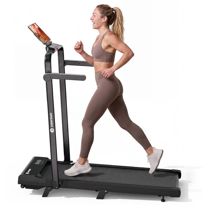 【DeerRun】A6 Plus Quiet 2-in-1 Foldable Treadmill for Home Walk, Run & Save Space -With 5% Incline, Handlebar & Full Display Screen