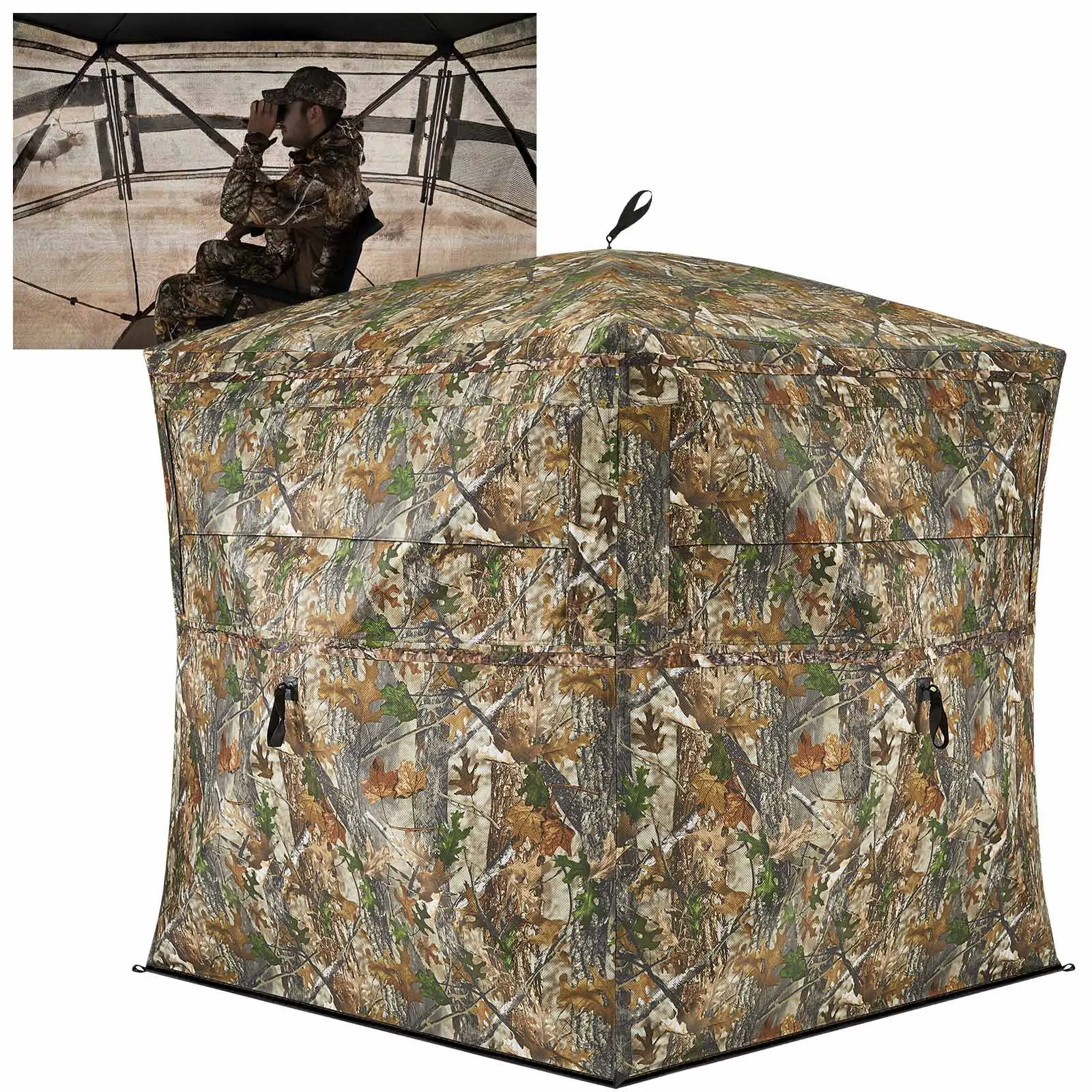 [Amazing Offer] TIDEWE Hunting Blind See Through with Carrying Bag, 2-3 Person Pop Up Ground Blinds 270 Degree, Portable Resilient Hunting Tent for De