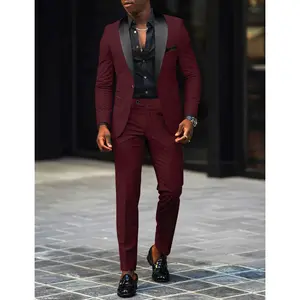 two-piece men's wedding dress business suit men's formal dress slim two-piece dovetail linen suit