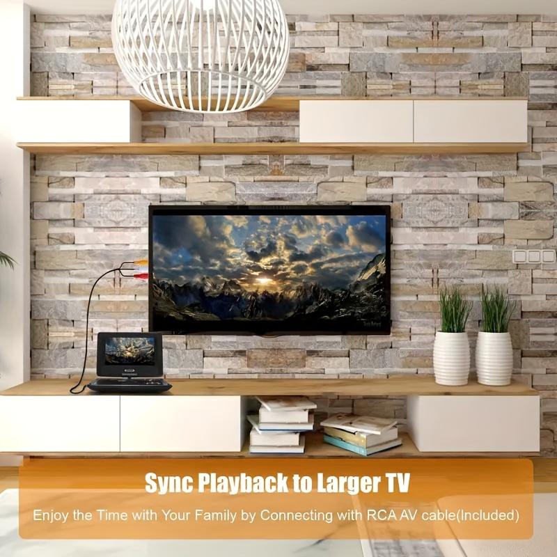 11.5" Portable DVD Player with 9.5" Swivel Screen 5-Hour Rechargeable Battery CD/DVD/SD/USB Regions Free Dual Speakers Foldable for Car Headrests