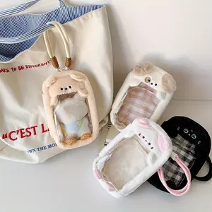 1pc Soft Polyester Mixed Colors Adorable Plush Crocodile-Themed Storage Bag with Cute Keychain Accessory - Perfect for Keys & Small Essentials |   Playful Design |   Soft Texture Bag