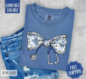 Coquette Nurse Bow Shirt Comfort Colors, RN Shirt, Gift for Nurse