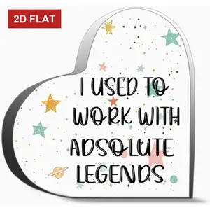 2D Flat Heart-Shaped Desk Decor | 4*4 Inch Multicolor Confetti-Top with Black Cursive Lettering & Clear Base, Acrylic, Tabletop, Multipurpose Use for Colleagues,Valentine's, Office Parties