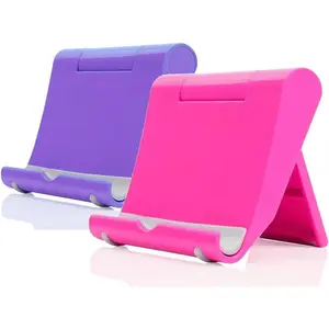 Cell Phone Stand for Desk 2 Pack Mobile Phone Holders Desktop Tablet Stand, Foldable Phone Dock Universal Adjustable Tablet Stand for Desk Compatible with Cell Phone Support (+Purple)