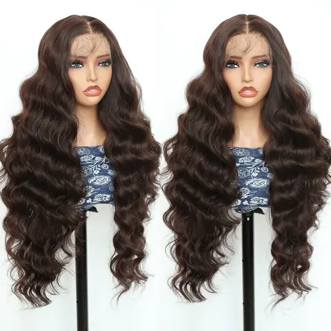 32 Inch Synthetic Body Wave 13x6 Lace Front Wig Transparent Swiss Lace Pre Plucked with Baby Hair Heat Resistant Glueless Wear and Go Wig for Effortless Daily Style