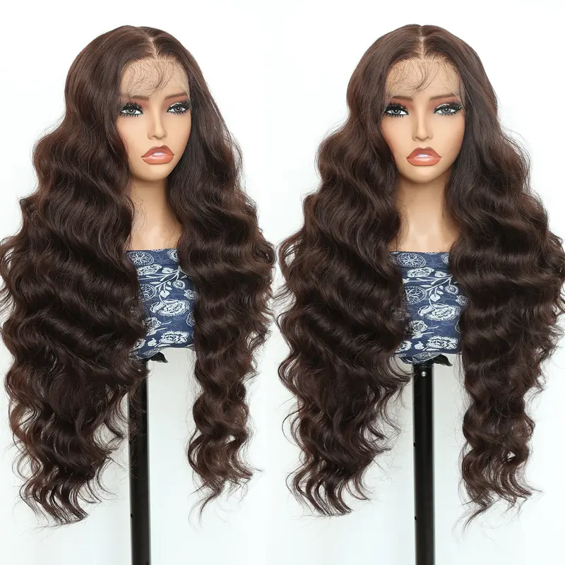 32 Inch Synthetic Body Wave 13x6 Lace Front Wig Transparent Swiss Lace Pre Plucked with Baby Hair Heat Resistant Glueless Wear and Go Wig for Effortless Daily Style