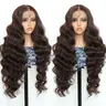 32 Inch Synthetic Body Wave 13x6 Lace Front Wig Transparent Swiss Lace Pre Plucked with Baby Hair Heat Resistant Glueless Wear and Go Wig for Effortless Daily Style