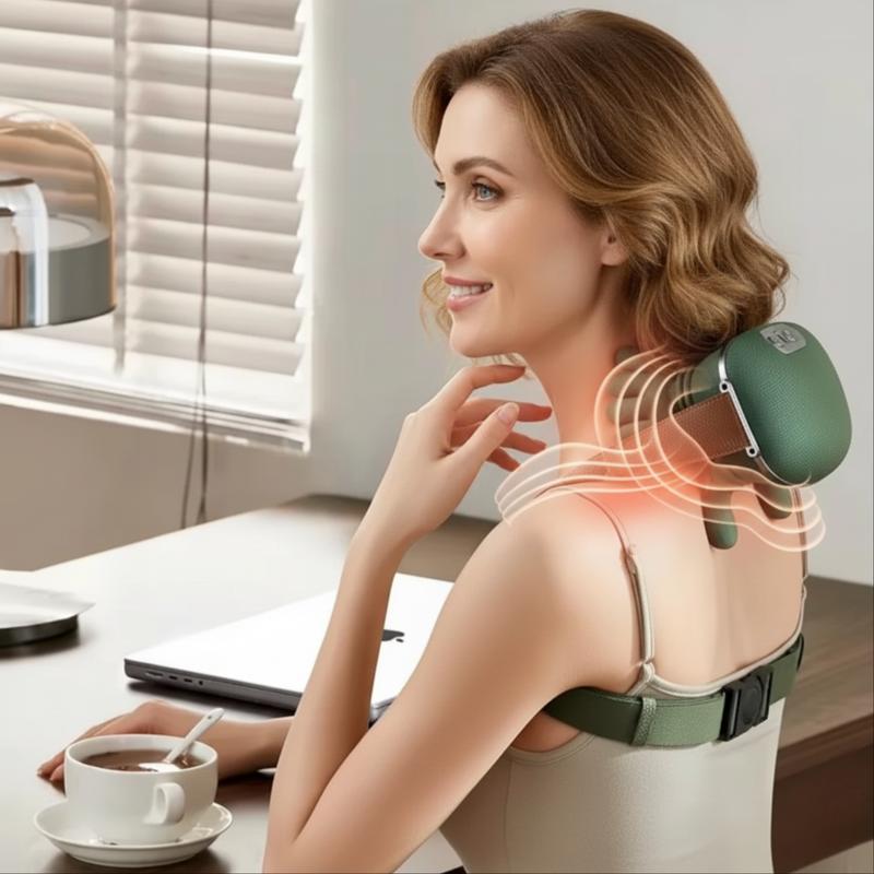 Deep Cordless Tissue Kneading Neck Massage with Heating Function, Shiatsu and Shoulder Massager, Back and Leg Pain Relief, Gifts for Men or Women