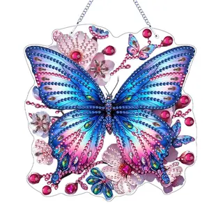 2D Flat Diamond Painting Butterfly Ornament, DIY Unique Irregular Diamond Design, Home Decor Hanging Piece, Perfect for Wall Decoration, Diamond Painting Kit