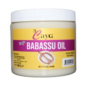 CayG Virgin Babassu Oil for Healthy Hair & Shine - All Hair Types 15oz Jar Nourishing Haircare Anti Frizz Curl Restore Smooth Soap