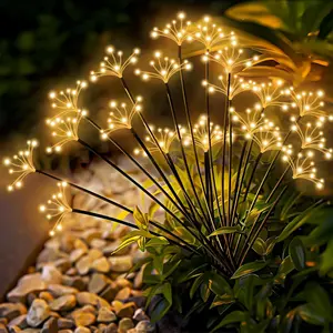Solar Garden Lights 2 Pack  Solar Swaying Starburst Light Outdoor Lights for Yard Patio Walkway Pathway Party Wedding Christmas Decoration, Warm White