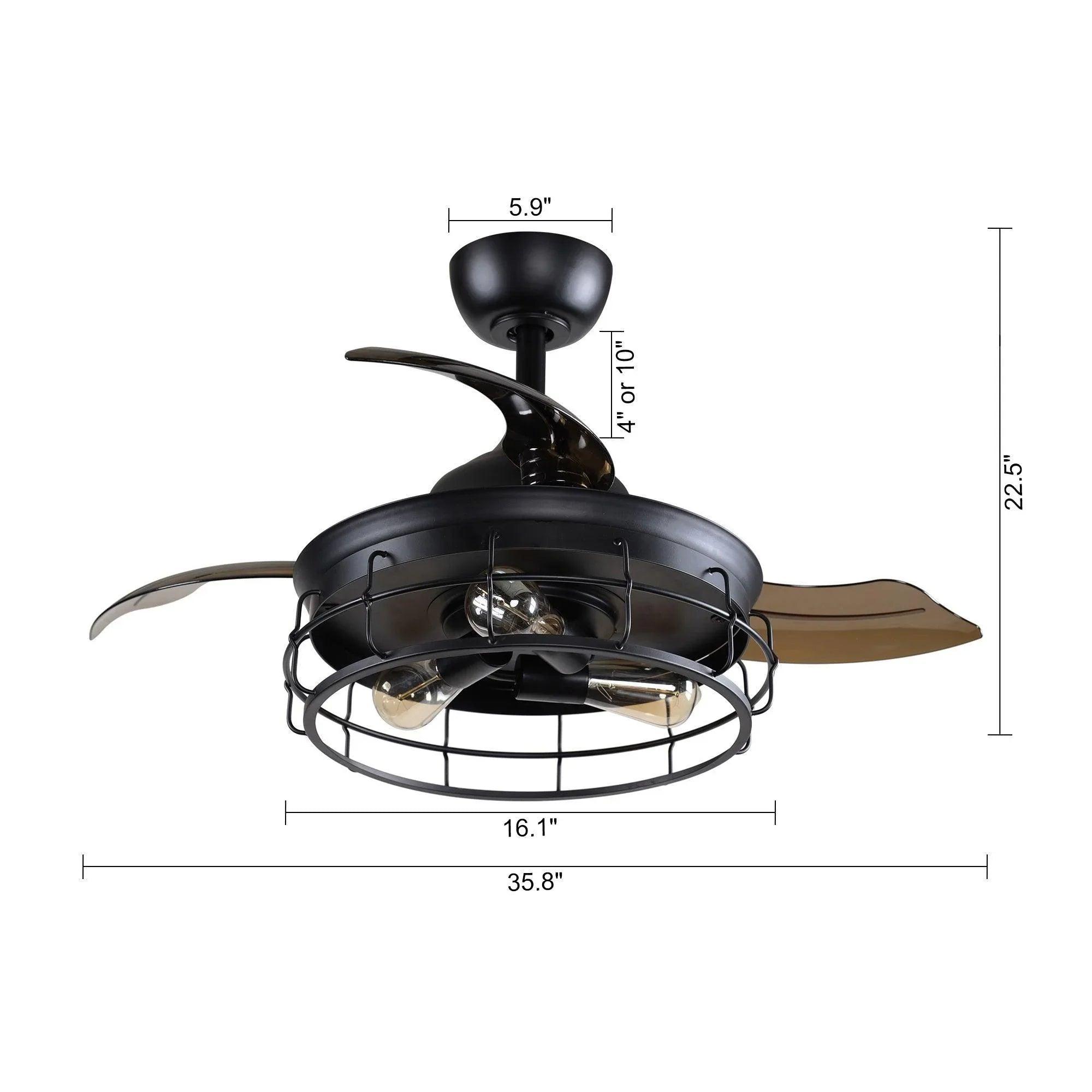 36" Pickett Industrial Ceiling Fan | Downrod Mount, Lighting + Remote Control, Industrial Decor 36" Pickett Industrial Ceiling Fan | Downrod Mount, Lighting + Remote Control, Industrial Decor