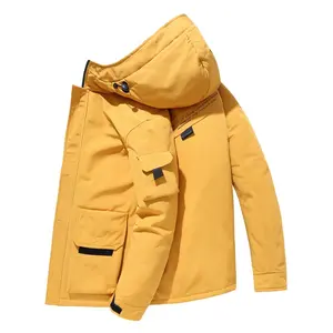 Men's Duck Sherpa-Lined Jacket Relaxed Fit Mens Winter Insulated Canvas Hooded Work Utility Jacket with Pockets