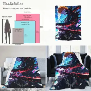 Soft Coral Fleece Blanket with Nordic Style Patterns Inspired by Ichigo Kurosaki - Ultra Comfy and Warm Addition to Your Home Dr