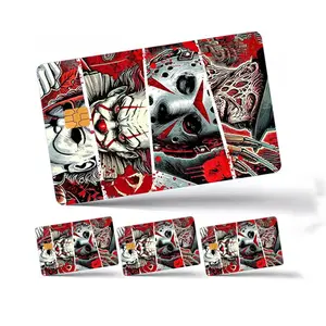 Horror Themed Credit Card Skin Sticker, 4 Counts/set Thin Waterproof & Scratch Resistant Credit Card Decorative Sticker, Personalized Bank Card Skin Protector, Customizable Stickers
