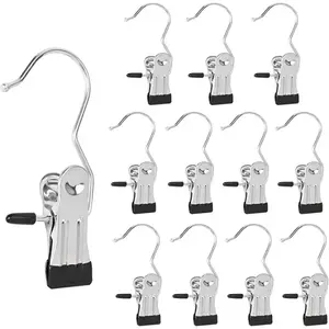 Multifunctional Hook Clip, 20pcs Stainless SteelHanger ClipDurable Storage Hanger for PantsHat, Home WardrobeOrganizing System,Hanging Organiser