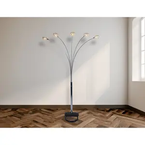 1pc Modern Design Classic Luxury Sleek Multi-head Floor Lamp Half Moon Radiant Crystal-encrusted Sleek Metallic Stems Living Room On-Site