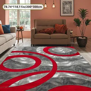 Velvet Soft Comfortable  Metallic Red Circle Patch 2D Printing Rug Fashion Home Decor, Commercial Decor Carpet, Living Room Rug, Sofa Cushion Bedroom Rug, Bedside Blanket Door Entrance Mat, Dining Table Carpet