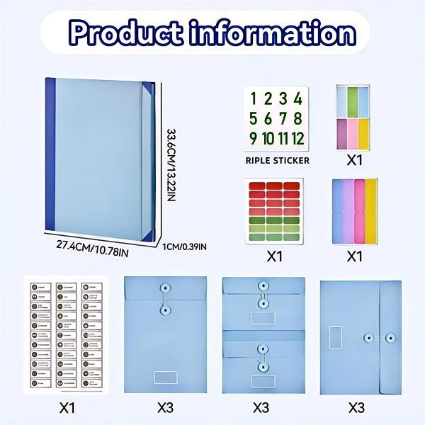 Manila Pocket Document Folder-A4 Size File Business Document Bag,Portable Durable Organizer for Home Office School Travel Multi Functional Certificate Folder,Card Organizer,Expanding File,Paper Organizers,Formal gifts for students researchers, business