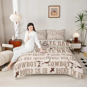 Western Cowboy Comforter Set,Tribal Bull Skull Bedding Set for Kids Boys Men Adult Bedroom Decor,Vintage Rustic Farmhouse Quilt Set,Brown Boho Style Duvet Insert