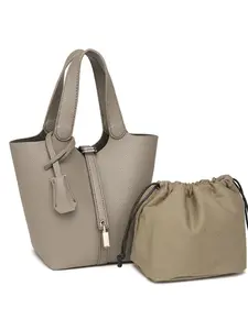 New Women's Genuine Leather Bucket Bag, Large Capacity Commuter Tote Handbag, Cowhide Shoulder and Crossbody Bag