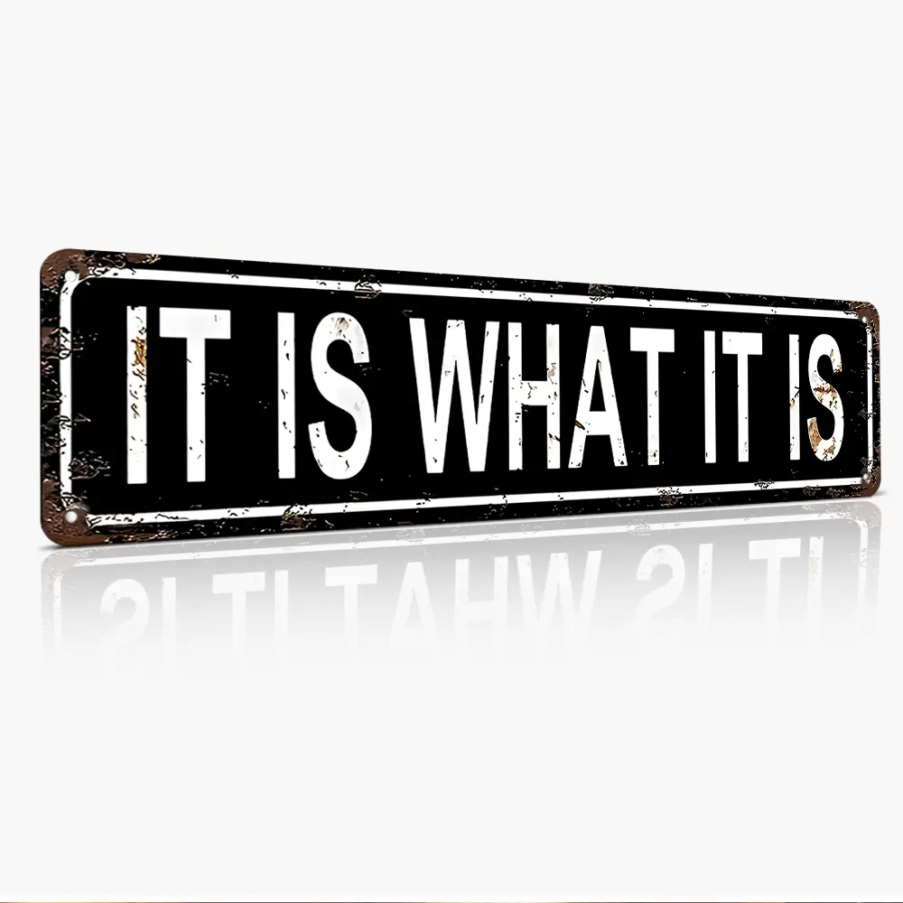 IT IS WHAT IT IS 16x4 Inch Aluminum Metal Sign, Vintage Wall Decor for Office, Conference Room, Garage, Bar, Tavern, Dorm & Home Desk Sign Desk Signs Ornament Rustic Farmhouse Design Farmhouse Decoration