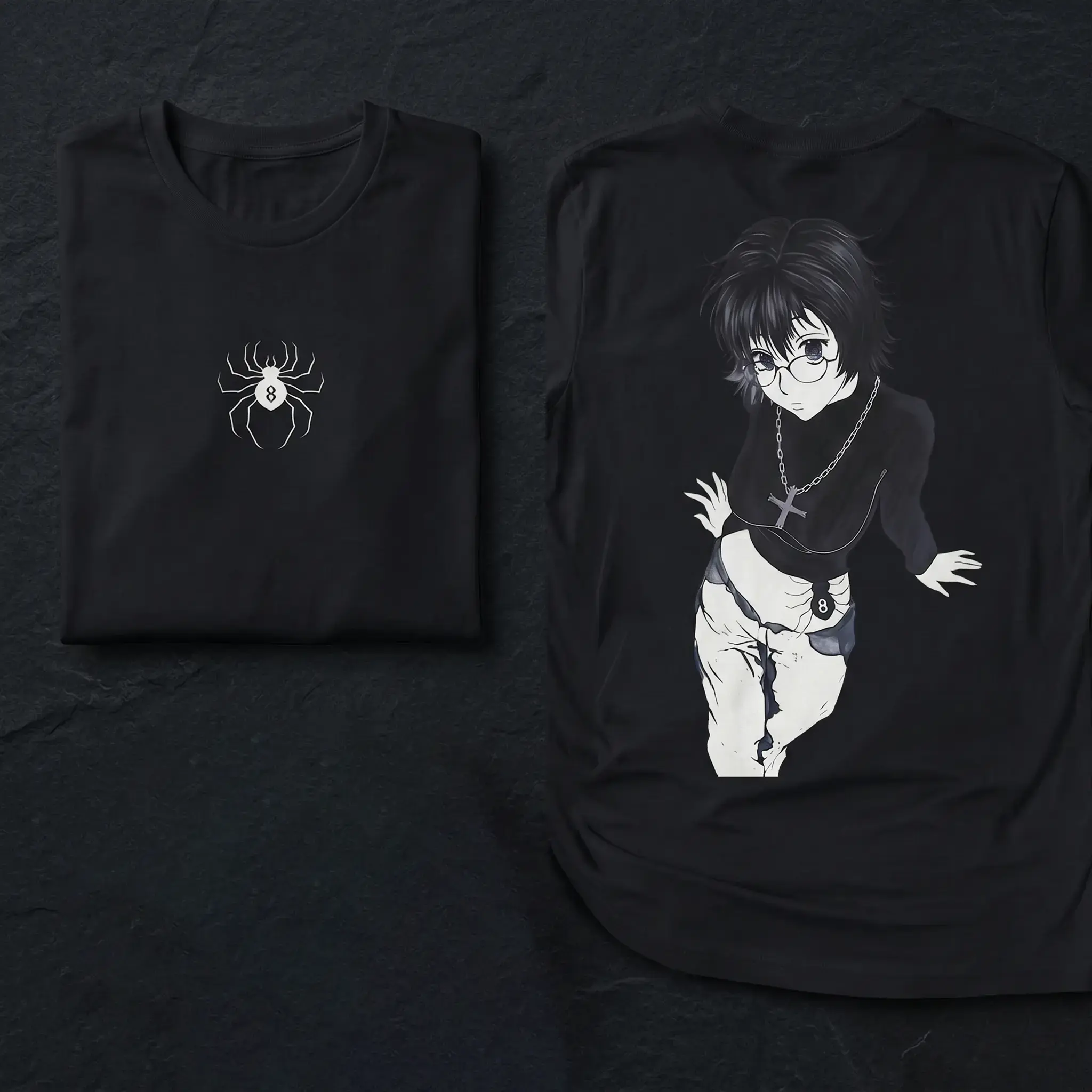 Men's 100% Soft Cotton Hunter X Hunter Shizuku Oversized Shortsleeve Casual T-Shirt - Double-Printed, Vintage Washed, Unisex Heavyweight Streetwear Top for Anime Fans