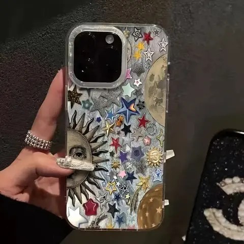 Starry Night Feather Cloth Phone Case for iPhone 17/16/15/14/13/12/11 Pro Max/Pro/Plus/Air TPU PET Scratch Resistant Shockproof Slim Fit Protection Durable Clear Impact Protector, Accessories, Smartphone
