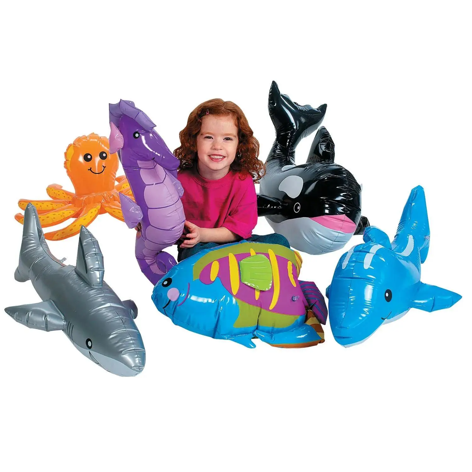 11" - 30" Large Inflatable Vinyl Under the Sea Animals - 6 Pc., Artificial, Multi Purpose Inflatable