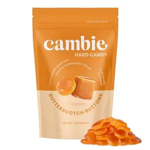 Cambie Smooth & Creamy Butterscotch Hard Candy, 1 Pound Resealable Bag, Individually Wrapped Candy, Ideal Office Snack, Bulk Hard Candy, Premium Butterscotch Treats