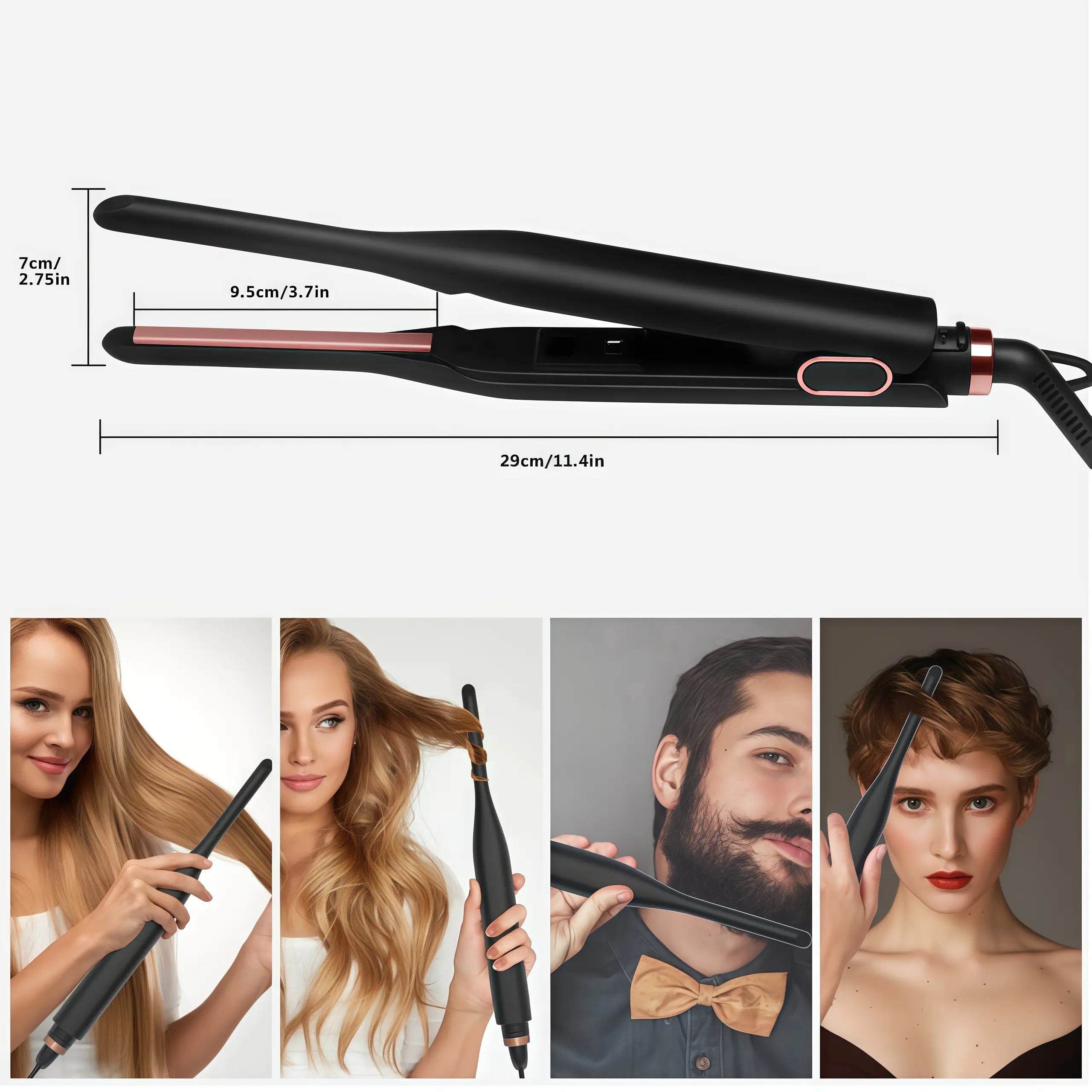 2026 New 3/10-Inch Pencil Flat Iron for Black Women's  Edges & Baby Hair, Mini Straightener for Short Hair & Pixie Cuts, Dual Voltage, Adjustable Temperature