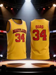 Men's Embroidered Name and Number #34 BIAS, Available in Multiple Colors, Basketball Jersey, Vibrant Sports Uniform, Suitable for Sports Matches, Tg, and Other Sports Venues, Lightweight, Breathable, and High-Quality Sports Wear