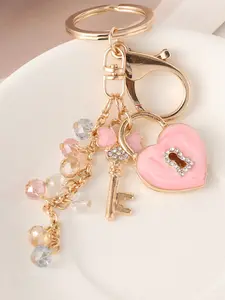 Korean-style creative and fashionable heart-shaped lock keychain, exquisite bag pendant, keyring, small gift