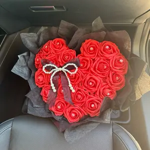 Eternal Burgundy Amour Heart Shaped Bouquet Ramo Perfect gift for Birthday, Graduation, Anniversary, or “Just Because”