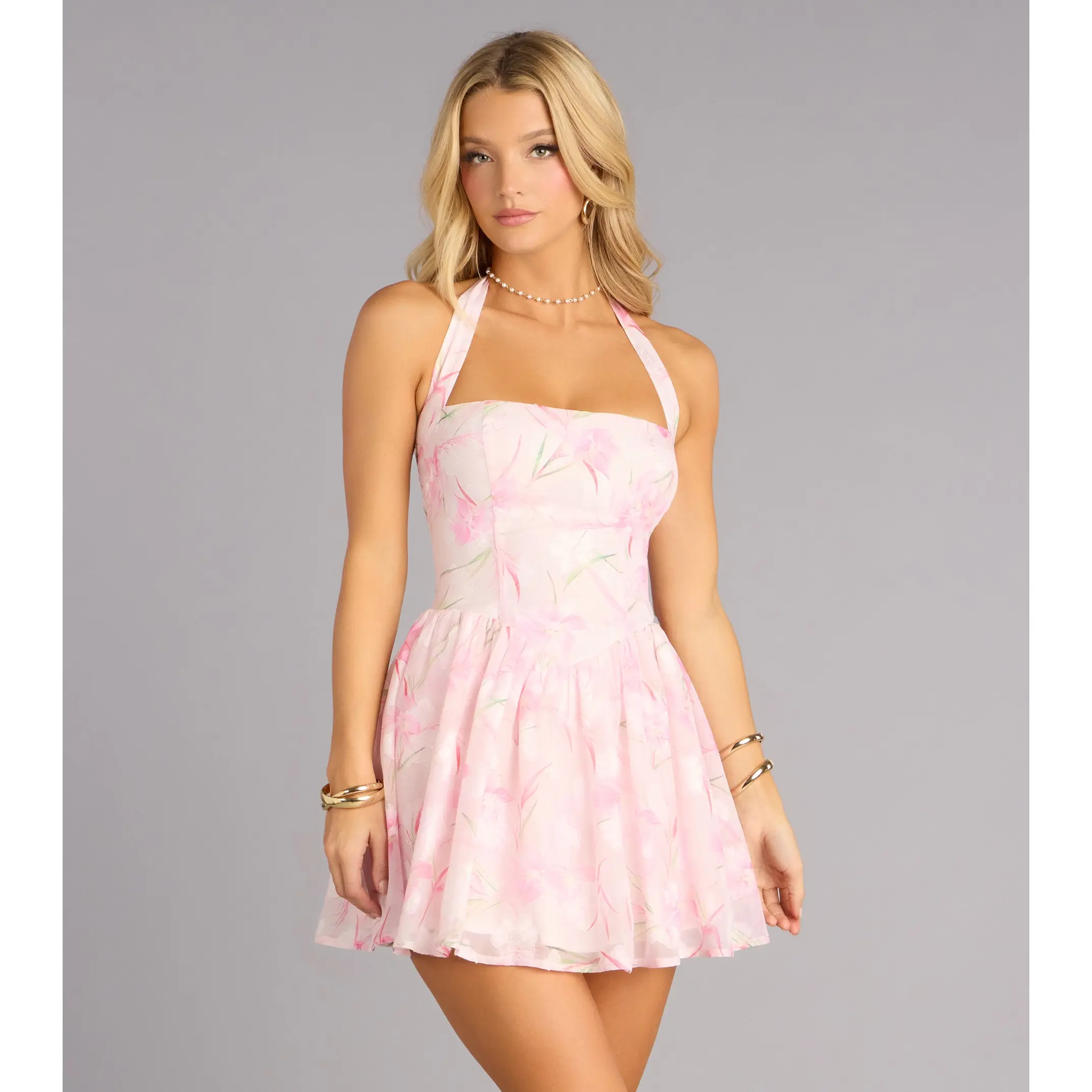open lace back dress Hot Pink Short Sleeve Belted Skater Dress – AX Paris