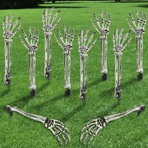 Halloween Skeleton Arm Decorations, Garden Lawn Cemetery Skull Stakes, Outdoor Indoor Party Supplies, Set of 4 Pieces