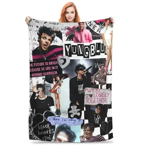 Yungblud Blanket - Home Textile Flannel Soft Blanket，Suitable for bedrooms, sofas, travel, and camping，Soft and comfortable，Multiple sizes，Durable and resistant to pilling，Suitable for adults and children，The perfect holiday gift
