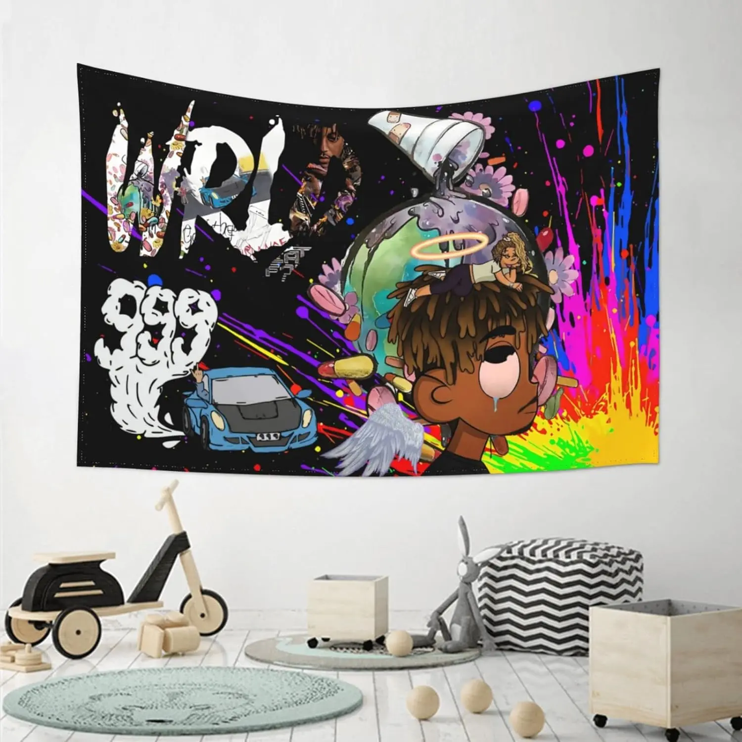 Rapper J.Wrld Rectangular Tapestry, 3x5ft Large Wall Hanging, Hip Hop Decor for Rapper Fans, Wall Decor Bedroom, Room Art Indoor Dorm Banner