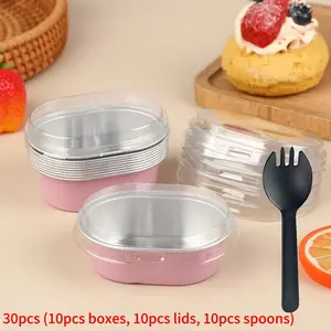 30pcs Elliptical Aluminum Baking Cups Set, Large Capacity Dessert Box, Safe Material, Ideal for Parties, Holidays, Gifts