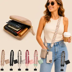 Stylish Phone Lanyard with Wallet for Women, Adjustable Crossbody Cell Phone Strap with Zipper Pouch, Detachable Wristlet, Practical Gift for Mom Wife Daughter Friend versatile use
