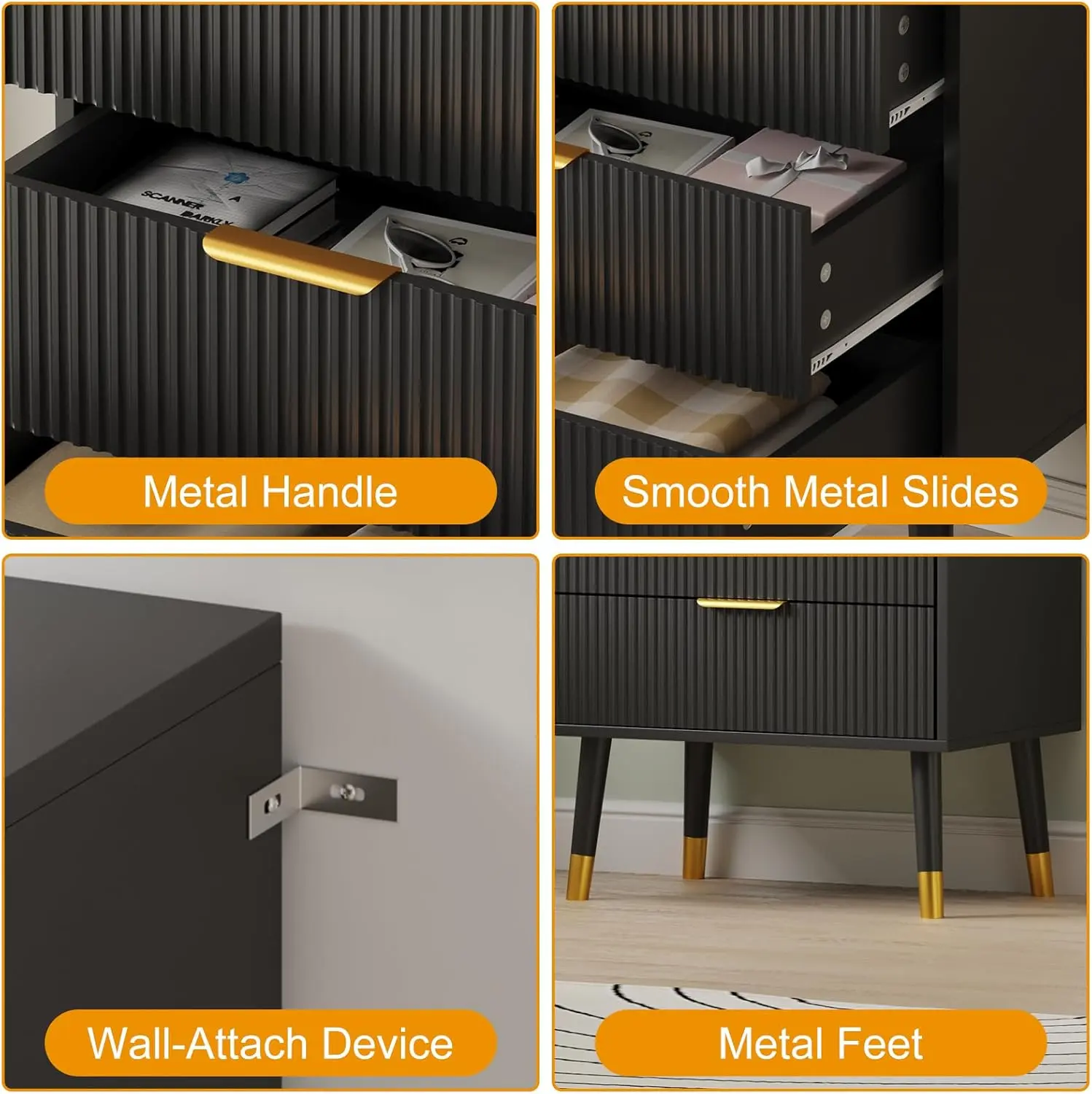 black metal dresser Origins by Alpine Modern Akira Dresser, Black main image 0